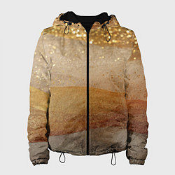 Куртка с капюшоном женская Бежевые блестяшки текстура, цвет: 3D-черный