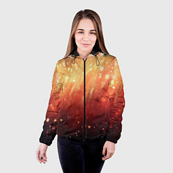 Куртка с капюшоном женская Желто-красная текстура блестящая, цвет: 3D-черный — фото 2