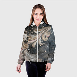 Куртка с капюшоном женская Бежевый объемный узор, цвет: 3D-белый — фото 2