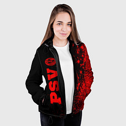 Куртка с капюшоном женская PSV - red gradient по-вертикали, цвет: 3D-черный — фото 2