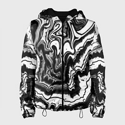 Куртка с капюшоном женская Закрученные волны - чб абстракция, цвет: 3D-черный