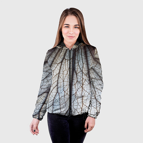 Женская куртка Прожилки растения / 3D-Черный – фото 4