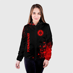 Куртка с капюшоном женская Yamaha - red gradient вертикально, цвет: 3D-черный — фото 2