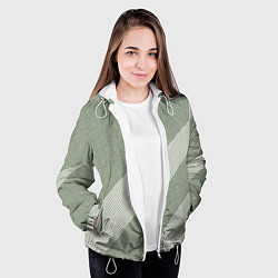 Куртка с капюшоном женская Светлый серо-зелёный абстрактный, цвет: 3D-белый — фото 2