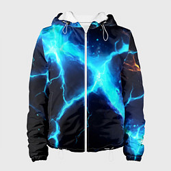 Куртка с капюшоном женская Голубой разлом из молний, цвет: 3D-белый