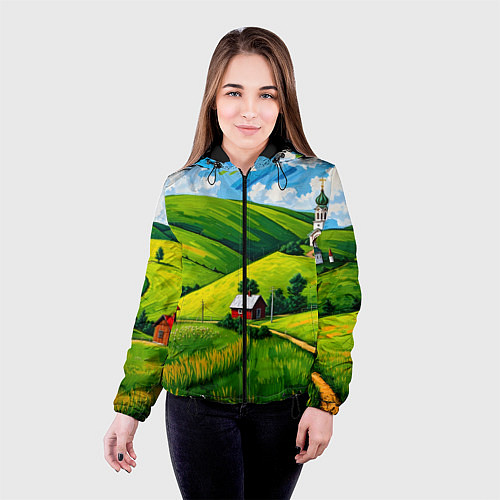 Женская куртка Русская деревенька / 3D-Черный – фото 4