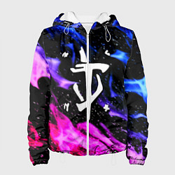 Куртка с капюшоном женская Doom flame neon, цвет: 3D-белый