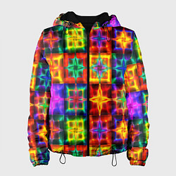 Куртка с капюшоном женская Неоновое стекло абстракция, цвет: 3D-черный