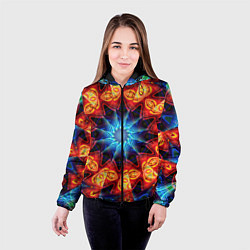 Куртка с капюшоном женская Фрактальная узорная абстракция, цвет: 3D-черный — фото 2