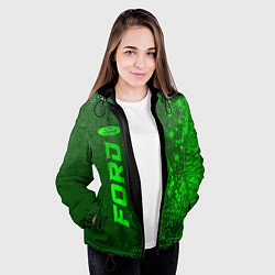 Куртка с капюшоном женская Ford - green gradient по-вертикали, цвет: 3D-черный — фото 2