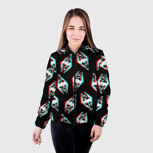 Женская куртка Skyrim glitch logo patten / 3D-Черный – фото 4