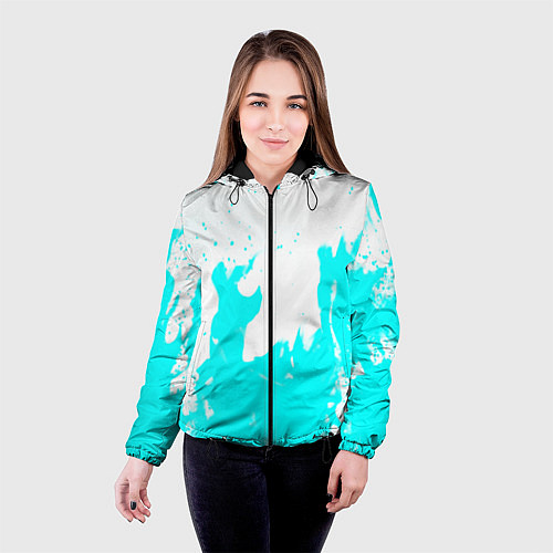 Женская куртка Голубой огонь текстура / 3D-Черный – фото 4