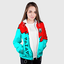 Куртка с капюшоном женская Ведьмак краски логотип, цвет: 3D-белый — фото 2