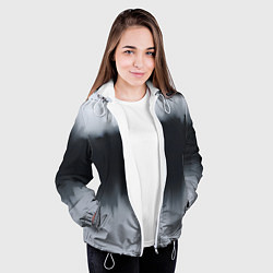 Куртка с капюшоном женская Разводы черной краски, цвет: 3D-белый — фото 2
