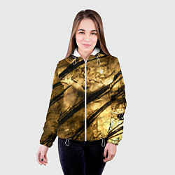 Куртка с капюшоном женская Золото с черной текстурой, цвет: 3D-белый — фото 2