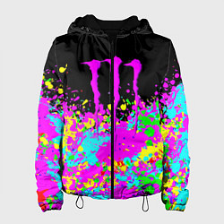 Куртка с капюшоном женская Monster energy краски неоновые, цвет: 3D-черный