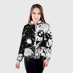 Куртка с капюшоном женская BMW черно белые краски, цвет: 3D-белый — фото 2
