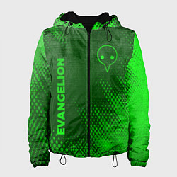 Куртка с капюшоном женская Evangelion - green gradient вертикально, цвет: 3D-черный