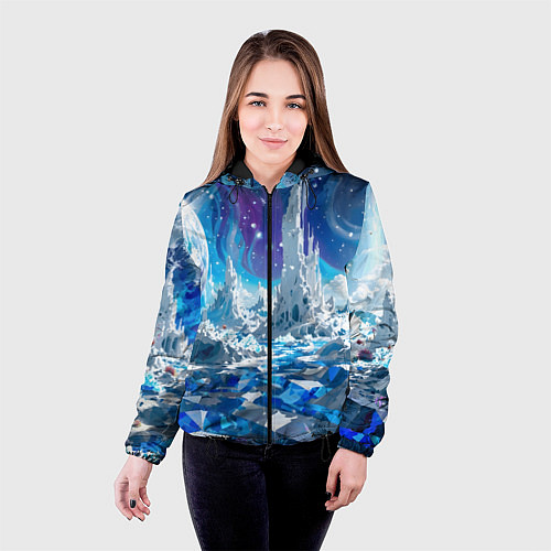 Женская куртка Космический фантастический пейзаж / 3D-Черный – фото 4