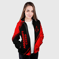 Куртка с капюшоном женская Assassins Creed - red gradient вертикально, цвет: 3D-черный — фото 2
