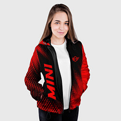 Куртка с капюшоном женская Mini - red gradient вертикально, цвет: 3D-черный — фото 2