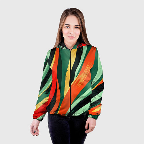 Женская куртка Тропическая жаркая абстракция / 3D-Черный – фото 4