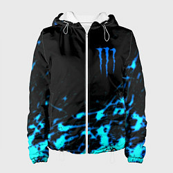 Куртка с капюшоном женская Monster energy голубые краски, цвет: 3D-белый