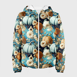 Куртка с капюшоном женская Маленькие тыковки, цвет: 3D-белый