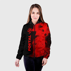 Куртка с капюшоном женская Portal - red gradient по-вертикали, цвет: 3D-черный — фото 2