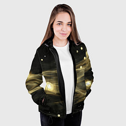 Куртка с капюшоном женская Золотистый свет на черной текстуре, цвет: 3D-черный — фото 2