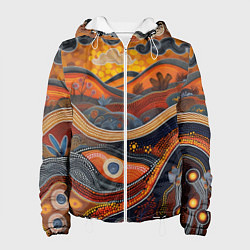 Куртка с капюшоном женская Горы и холмы в виде узоров, цвет: 3D-белый