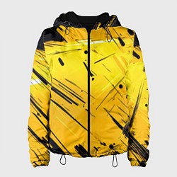 Куртка с капюшоном женская Желтая краска на черном фоне, цвет: 3D-черный