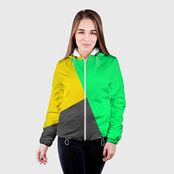 Куртка с капюшоном женская Жёлто-серо-зелёный трёхцветный, цвет: 3D-белый — фото 2