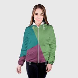 Куртка с капюшоном женская Сине-зелёно-розовый тёмный трёхцветный, цвет: 3D-белый — фото 2