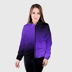 Куртка с капюшоном женская Чёрно-сиреневый градиент пополам, цвет: 3D-черный — фото 2