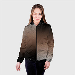 Куртка с капюшоном женская Чёрно-коричневый текстурный градиент пополам, цвет: 3D-черный — фото 2