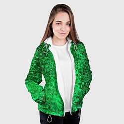 Куртка с капюшоном женская Зелёный малахит абстрактная текстура, цвет: 3D-белый — фото 2