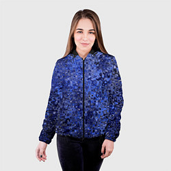 Куртка с капюшоном женская Синий ультрамарин абстрактная текстура, цвет: 3D-черный — фото 2