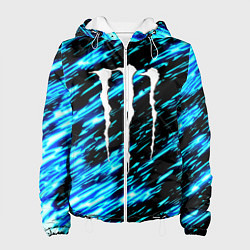 Женская куртка Monster energy штрихи голубых неоновых красок