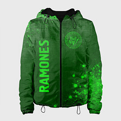 Куртка с капюшоном женская Ramones - green gradient вертикально, цвет: 3D-черный
