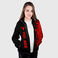 Куртка с капюшоном женская Bon Jovi - red gradient по-вертикали, цвет: 3D-черный — фото 2