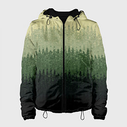 Куртка с капюшоном женская Зелёный полосами от светлого к тёмному текстурные, цвет: 3D-черный