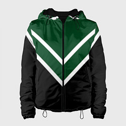Женская куртка Зелёный с чёрным и белые полосы