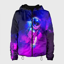 Куртка с капюшоном женская Космонавт среди облаков, цвет: 3D-черный
