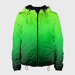 Куртка с капюшоном женская Градиент мозаика зелёный в тёмный, цвет: 3D-черный