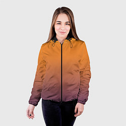 Куртка с капюшоном женская Градиент оранжевый в фиолетовый мелкий ромбик, цвет: 3D-черный — фото 2