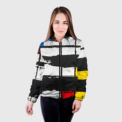 Женская куртка В стиле пита мондриана / 3D-Черный – фото 4