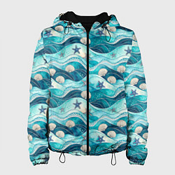 Женская куртка Летний узор с ракушками и морскими звездами