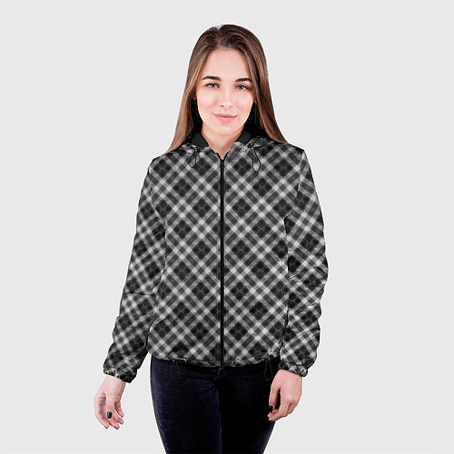 Женская куртка Косая черно белая клетка / 3D-Черный – фото 4