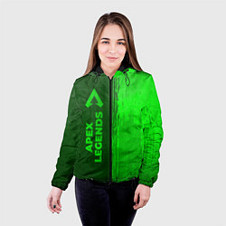 Куртка с капюшоном женская Apex Legends - green gradient по-вертикали, цвет: 3D-черный — фото 2